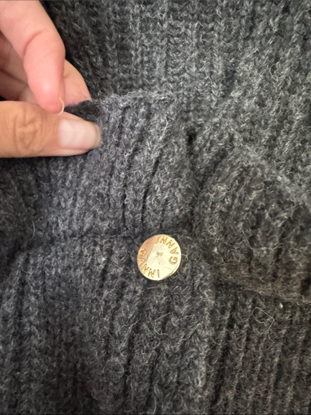 Ganni Charcoal Ribbed Ruffle Turtleneck Sweater - Picture 4 of 6